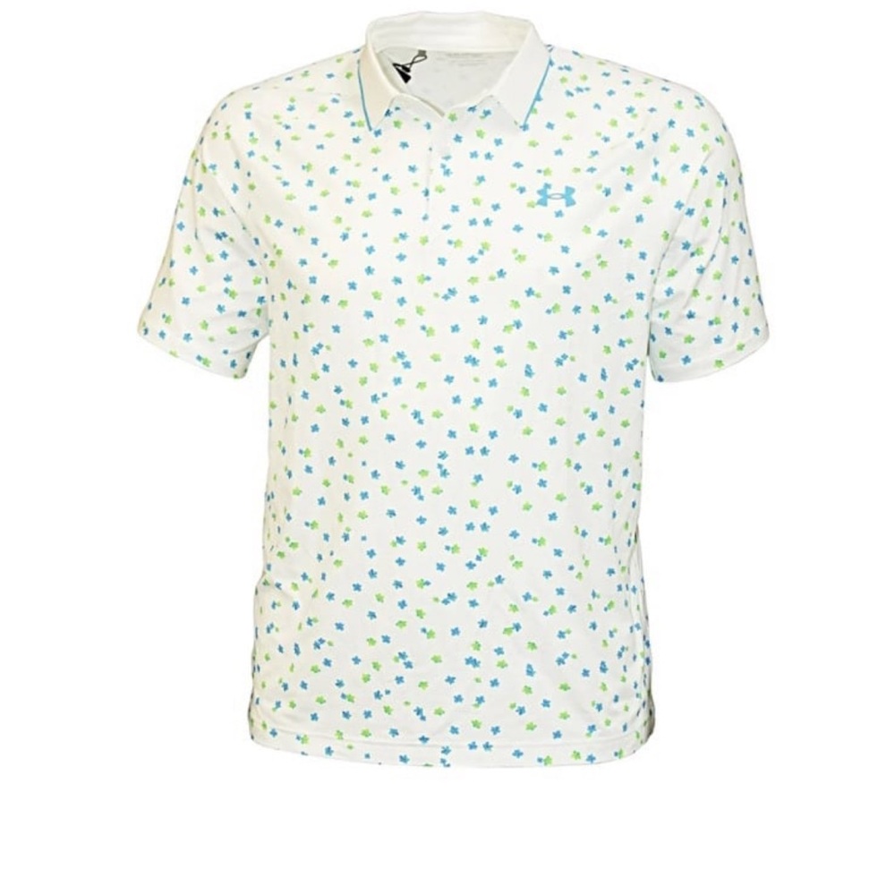 UNDER ARMOUR Men’s UA Iso-Chill Floral Polo Shirt White Short Sleeve Top Size XL